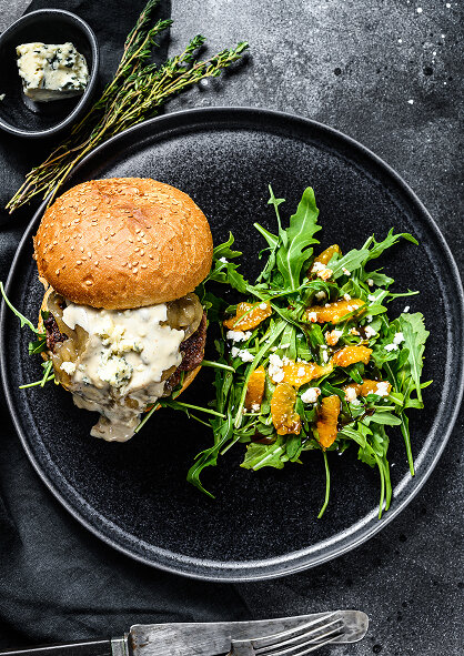 Open Mushroom Melt Burger